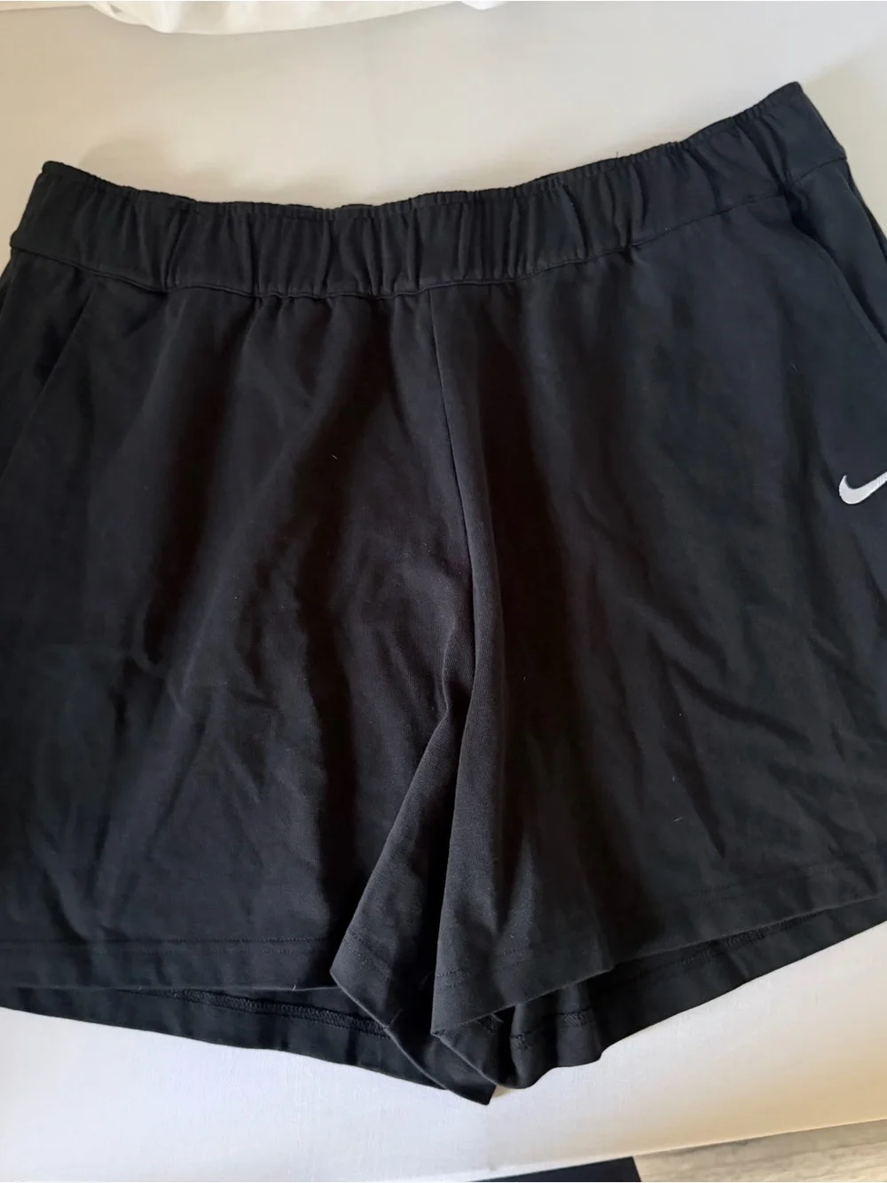 Nike Women’s Black Athletic Shorts with White Swoosh 1X